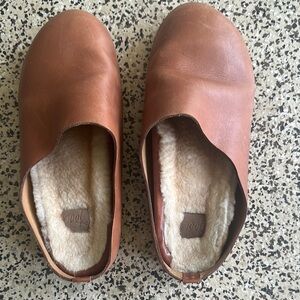 beek Brown Leather Mules